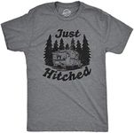 Crazy Dog T-shirts Mens Just Hitched Tshirt Funny Newlyweds Camping Tee (Dark Heather Grey) - 5XL