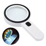 Magnifying Glass with Light, 30X Handheld Large Magnifying Glass 12 LED Illuminated Lighted Magnifier for Macular Degeneration, Seniors Reading, Soldering, Inspection, Coins, Jewelry, Exploring