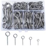 105 Pcs Screw in Eye Hooks, Screw Eye Pins Hooks, Eyelet Screws, Hooks and Eyes Set for Wood, Ring Wall Hangers, 25mm/35mm/40mm/50mm/65mm