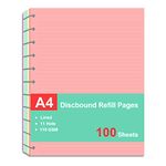 Letter Size Refills Paper, A4 Loose Leaf Paper for TUL Custom Note-Taking System Discbound Notebook Planner Inserts, 5 Colors(20 Sheets/C), Total 100 Sheets/200 Pages, College Ruled, 8.5 X 11 Inch