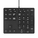 Qisan Numeric Keypad Wired Numpad 34 keys Portable Keypad USB External Mini Slim Keyboard Magicforce For Financial Cashier Securities-Black