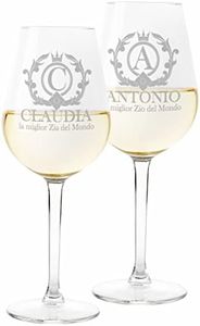 Colorfamily Coppia Calici Personalizzati Set da 2 calici Vino Zio Zia Personalizzabili con Nome e Iniziale Matrimonio Fidanzamento - Bicchiere in Vetro 500 ml