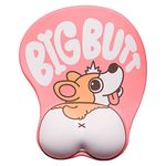 Tidoopu Anime Mouse Pad with Wrist Support Ergonomic Gel 3D Mouse Pad Cute Corgi Dog Butt Mouse Mat for Girls Gift (Pink)