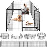 Jhsomdr Dog Playpen Outdoor 40" Height Foldable 10 Panels Heavy Duty Metal Portable Dog Kennel Indoor Anti-Rust Exercise Dog Fence with Doors for Large/Medium/Small Pets Play Pen for RV Camping Yard