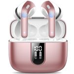 Ear Buds Wireless Earbuds, 50Hrs Playtime Bluetooth Earphones, Bluetooth Headphones 5.3, In Ear with 4 ENC Call Noise Cancelling Mics, Bass Boost 85%, Mini Earbuds IPX7 Waterproof, USB-C(Rose)