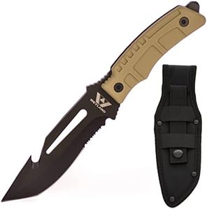 WEYLAND Tactical Hunting Knife with MOLLE Sheath - Bugout Bushcraft Knife and Outdoor Hiking or Camping Knife, Fixed Blade Full Tang Boy Scout Knife