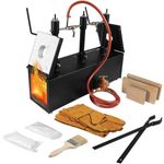 Propane 3 Burners Forge, 2700℉ Blacksmithing Gas Forge, DFPROF3+2D Large Capacity Square Propane Burner Portable Forge with V-Bit Tongs & Leather Gloves for Farrier, Knife and Tool Making