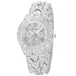 ManChDa Watches for Women - Ladies Watches Luxury Iced Out Diamond Stainless Steel Bracelet Ladies Watch, Bling Fashion Crystal Analog Quartz Silver with Adjustable Tool