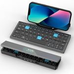 Bluetooth Keyboard Foldable with Magnetic Stand for iphone, Aluminum Alloy Quiet Mini Folding iPad Keyboard Bluetooth, Travel Pocket Bluetooth Portable Keyboard for iphone,Tablet,iPad, Black