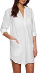 Seafolly Women's Basics Boyfriend Beach Shirt Cover Up, Beach Basics White, Small