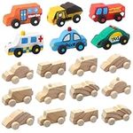 ColCospie Wooden Cars to Paint,Come with 18pcs Wooden Toy Cars for Kids to Paint