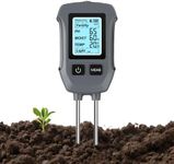 Uzoli 5-in-1 Soil Meter, Digital pH/Moisture/Light/Temperature/Fertility Soil Tester with Dual Probes for Indoor Outdoor Garden, Lawn, Potted Plants - SGS13