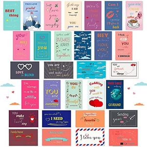 Chinco 120 Pieces Romantic Lunch Box Notes Love Notes for Him Her Mini Valentines Day Cards for Husband Wife 2 x 3.5 Inch Inspirational Design Lunchbox Notes for Adults Beloved Ones, 30 Styles