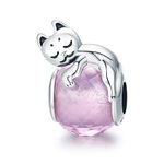 PAHALA 925 Sterling Silver Cute Cat Pussy Big Charm Bead