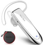 Bluetooth Headset New Bee 24Hrs V5.0 Bluetooth Earpiece Wireless Handsfree Driving Headset with Noise Canceling Mic Headset Case for iPhone Samsung Android Cell Phone Tablets Office Truck Driver-White