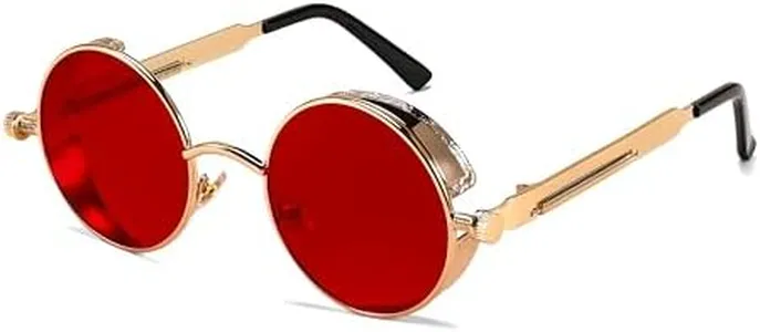 FEISEDY Retro Gothic Steampunk Sunglasses Round Metal Frame Punk Circle Inspired Shade Men B1857