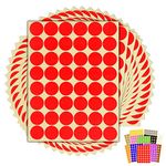 720 x Red Sticky Dots - 25mm 1 Inch - Round Colour Coding Dot Stickers - 15 Sheets