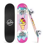 BELEEV Skateboards, 31 x 8 inch Complete Skateboard for Beginners, 7 Layer Canadian Maple Double Kick Deck Concave Cruiser Trick, Light Up Wheel Skateboard for Kids Teens & Adults