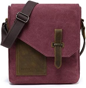 Small Messenger Bag,VASCHY Vintage Canvas Leather Lightweight Crossbody Bag Travel Bag for Men and Women Burgundy