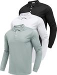 PINSPARK 3 Pack Men's Long Sleeve Golf Polo Shirts Athletic Casual Travel Performance Collar Shirts Lightweight Quick Dry