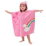 LOLANTA Kids Towel Poncho Terry Cloth Cover UPs Children's Hooded Bath Towels Dinosaur, Boys Beach Towel Pool Poncho Swim 100% Cotton (Pink Unicorn,1-3T)