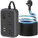 10 IN1 Long Extension Cord 25 Ft NTONPOWER Flat Plug Power Strip with 4 USB Ports(Include 2 USB C) Extension Cord with Multiple Outlets Surge Protector Power Strip with Flat Cord 6 Outlet