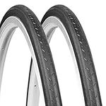 Hycline 2 Pack Bike Tire,700x25C Folding Replacement Tire for Road Bicycle-Black Pair (2 Tires)