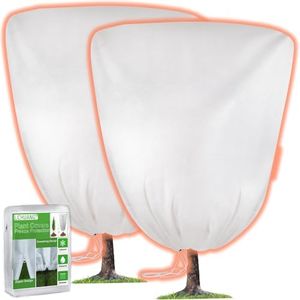 LCHUANG 2Pack 71" x 63" Thickened Large Plant Covers Freeze Protection Winter Tree Shrubs Frost Cloth Warm Blankets, Reusable Plant Protector Drawstring Bags Jacket for Outdoor Plants (3.2 oz/yd²)