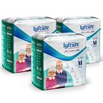 Lyfcare Adult Diapers Medium Size (M) - 30 Units (Pack of 3) | Unisex Diapers Pants Style | Waist (60-85 cm) | Wetness Indicator, Super Absorb, 360° Protection & 0% Leakage | For Men & Women_Regular