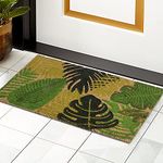 HOKIPO Large 45x75cm Natural Coconut Coir Mat for Entrance Inside Outside Mat, Green (IN-482)