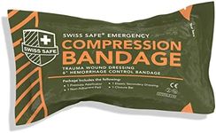 Swiss Safe Israeli Bandages, Elastic Wrap - Medical Pad w/Compact Design for Arm, Knee, Legs - Emergency Compression Bandage Wrap for Wound Dressing, Gunshot, First Aid, Trauma Kit - 6 inch, 1-Pack