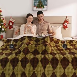 Bearhug Electric Blanket King Size 100" x 90", Dual Controller Heated Blanket, Faux Fur & Warm Sherpa, 10-Heat Levels & 1-12H Auto Off,ETL, Machine Washable