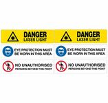 CVANU Danger Laser Light No Unauthorised Safety Sign Sticker Self Adhesive PVC Vinyl 30pcs (Pack of 10)