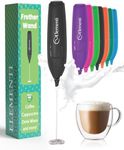 Elementi Powerful Frother Wand – Lightweight Milk Frother Wand & Drink Mixer Handheld, High Speed Mini Whisk for Coffee, Frother for Coffee - Milk Frother Handheld - Matcha Frother Wand (Black)