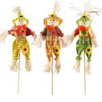 IFOYO Small Fall Harvest Scarecrow Decor, 3 Pack 15.75 Inch Happy Autumn Decorations Scarecrow Thanksgiving Decoration for Garden, Home, Yard, Porch