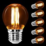 Aigostar E27 Screw Bulb, E27 Vintage Light Bulbs, 4W E27 Led Filament Bulb 400LM, 2200K E27 Bulb, Small E27 Globe Bulb 35W Equivalent, Energy Saving E27 GLS Bulb, E27 LED Bulb Warm White 5 Pack
