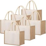 TOPTIE 6 PCS Canvas Jute Tote with 