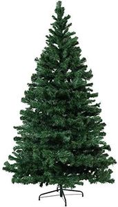 Sunnydaze 7-Foot Faux Canadian Pine Christmas Tree with Hinged Branches - Unlit PVC Artificial Tree with Metal Stand - Indoor Holiday Decoration - Full Profile - Easy to Assemble