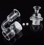Flat Top Splash Guard Opaque Bottom 14mm Female Quartz Banger with Quartz Nail with Cyclone Spinning Carb Cap and 10pcs 4mm OD Transparent Terp Pearl Balls (14MM Female)