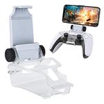 DLseego PS5 Controller Phone Mount, Foldable Mobile Phone Holder Bracket Clamp with Adjustable Clip for PS5 DualSense Wireless Controller - White