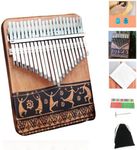 TODO Kalimba Thumb Piano 21 Keys with Mahogany Wood with Tune Hammer and Finger Covers & More Study Instruction