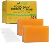 AMVital Turmeric Kojic Acid Soap Bars with Vitamin C, Retinol, Collagen, Hyaluronic Acid, Shea Butter - Kojic Acid and Turmeric Soap for Dark Spots - Turmeric Kojic Acid Cleansing Soap (2 Pack)