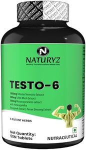 Naturyz Testo-6 Plant based Supplement For Men 2100mg per serving with Maximum Strength 1000mg Tribulus Terrestris, Safed Musli, Kaunj, Ashwagandha, Fenugreek & Panax Ginseng for Muscle gain, Stamina & Strength - 50 Tablets
