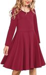 Arshiner Girl Wine Red Dress Basic 