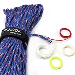 PSKOOK Paracord Survival Cord with Jute Tinder Fishing Line Cotton Thread Outdoor Military Grade Braided Fire Parachute Cord Ropes 100 Feet (Blue Camo)