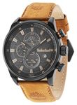 Timberland Men's Quartz Watch with Black Dial Analogue Display and Dark Brown Leather Strap 14816JLB/02