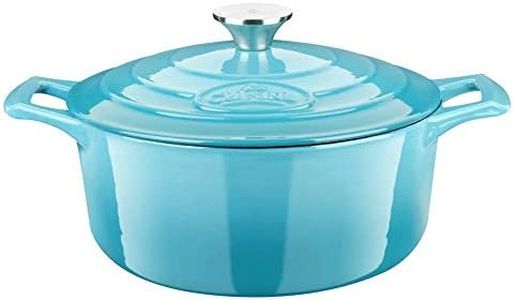 La Cuisine 20 cm Enameled Cast Iron Casserole Dutch Oven Pot – 2 Litre - Matte Black Enamel Interior, Teal Porcelain Enamel Exterior Oven Safe