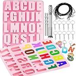 Panlom Resin Moulds Silicone Epoxy Craft Kits Casting Alphabet Molds Jewellery Making Starter Kits with Hand Drill Key Rings accessories