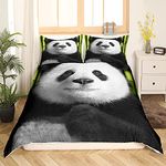 Homewish Kids Double Size Panda Duvet Cover Sets, Cute Animal Theme Comforter Cover, Panda Bamboo Duvet Cover, 3D Black White Panda Bedding Set Soft Microfiber Quilt Cover Breathable Bedroom Decor