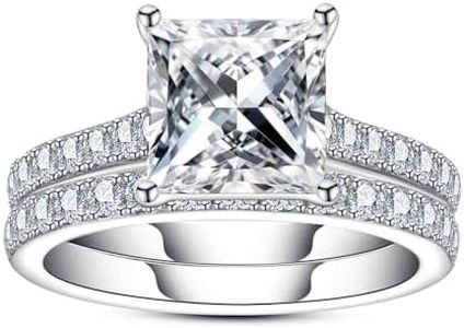 Gobaalele Cubic Zirconia Engagement Rings 14K White Gold Plated 6A Grade Simulated CZ Diamond Promise Wedding Ring for Women, Paper, Rhinestone